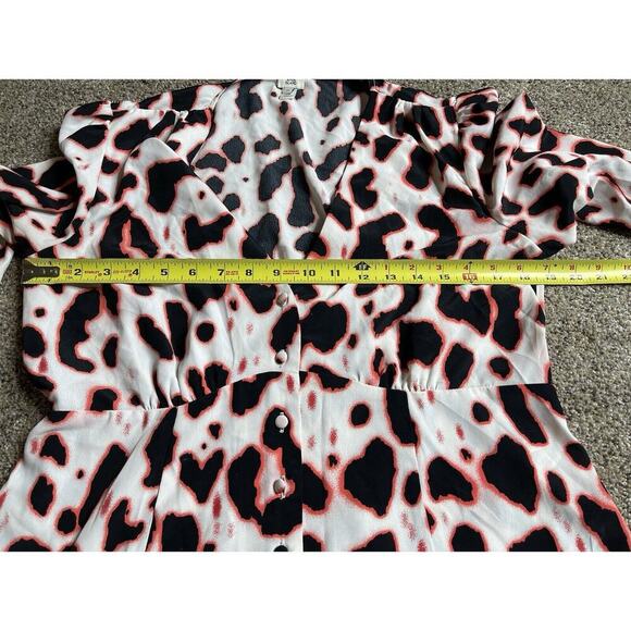 RIVER ISLAND Bright Pink Leopard Print Blouse Button Down Size US 10 UK 14 - Picture 8 of 8